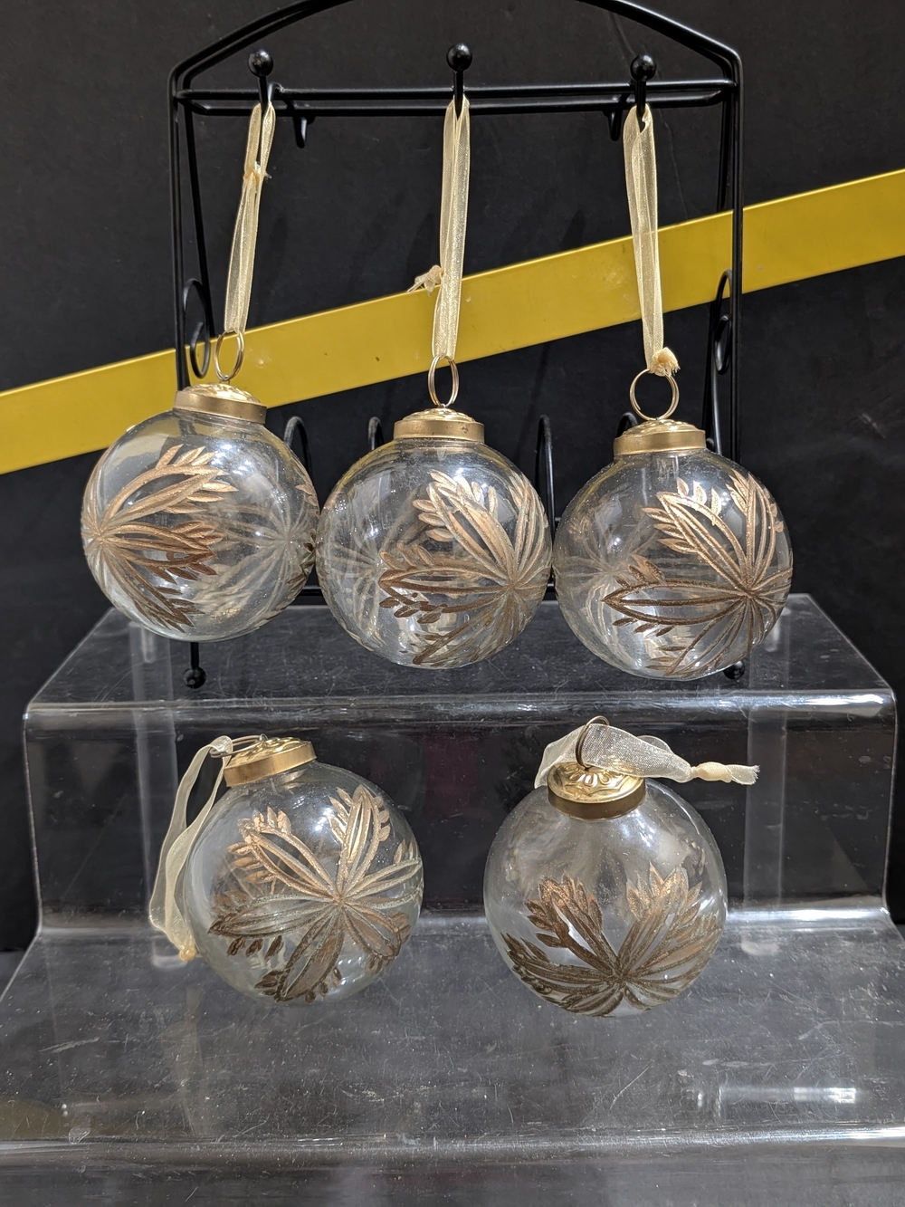 Gold Leaf Snowflake Glass Holiday Ornament Set - Home Holiday